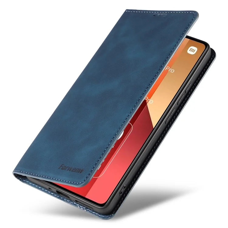 FORWENW For Xiaomi Redmi Note 13 Pro 4G / Poco M6 Pro 4G Case Rubberized Edge PU Leather Phone Cover