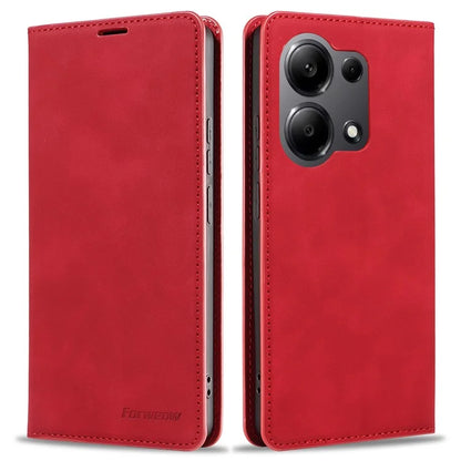 FORWENW For Xiaomi Redmi Note 13 Pro 4G / Poco M6 Pro 4G Case Rubberized Edge PU Leather Phone Cover