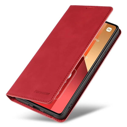 FORWENW For Xiaomi Redmi Note 13 Pro 4G / Poco M6 Pro 4G Case Rubberized Edge PU Leather Phone Cover