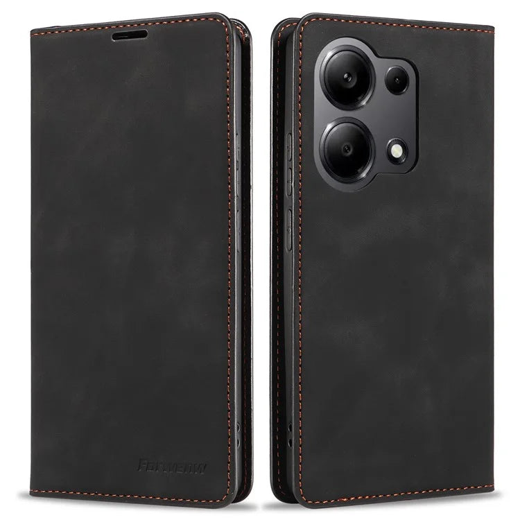 FORWENW For Xiaomi Redmi Note 13 Pro 4G / Poco M6 Pro 4G Case Rubberized Edge PU Leather Phone Cover