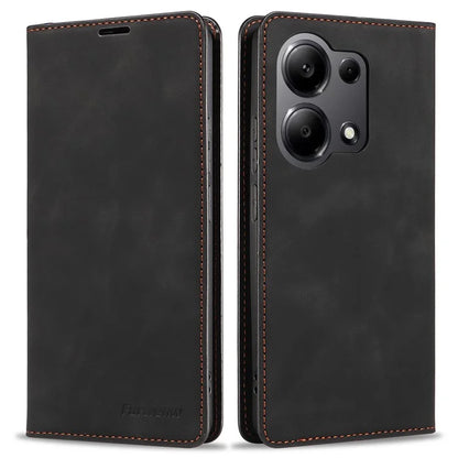 FORWENW For Xiaomi Redmi Note 13 Pro 4G / Poco M6 Pro 4G Case Rubberized Edge PU Leather Phone Cover
