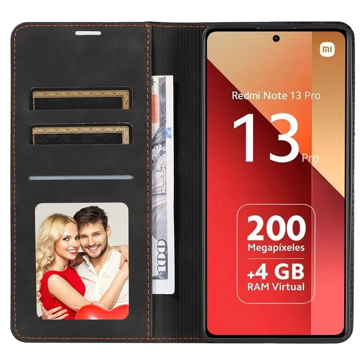 FORWENW For Xiaomi Redmi Note 13 Pro 4G / Poco M6 Pro 4G Case Rubberized Edge PU Leather Phone Cover