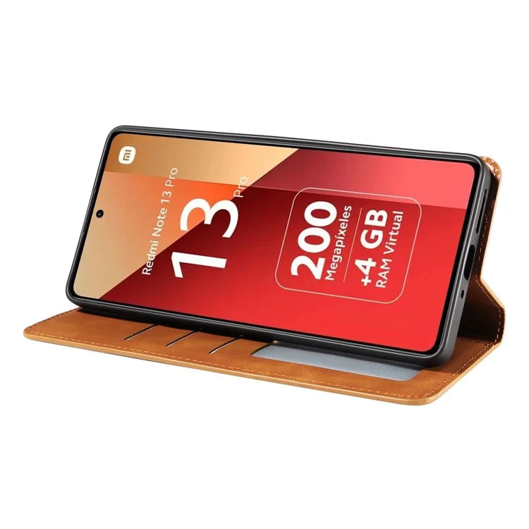 FORWENW For Xiaomi Redmi Note 13 Pro 4G / Poco M6 Pro 4G Case Rubberized Edge PU Leather Phone Cover