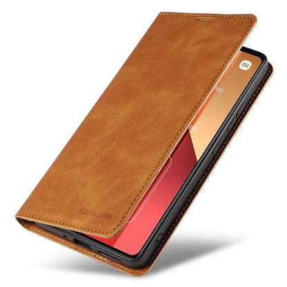 FORWENW For Xiaomi Redmi Note 13 Pro 4G / Poco M6 Pro 4G Case Rubberized Edge PU Leather Phone Cover