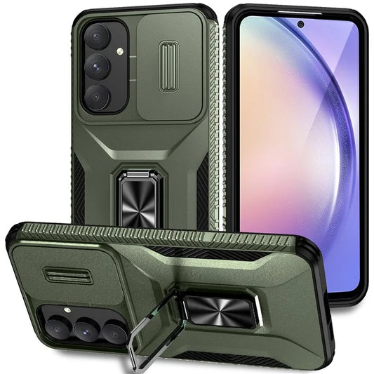 For Samsung Galaxy A55 5G Case TPU+PC Camera Lens Protection Kickstand Phone Cover