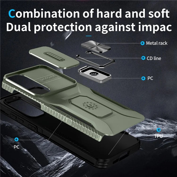 For Samsung Galaxy A55 5G Case TPU+PC Camera Lens Protection Kickstand Phone Cover