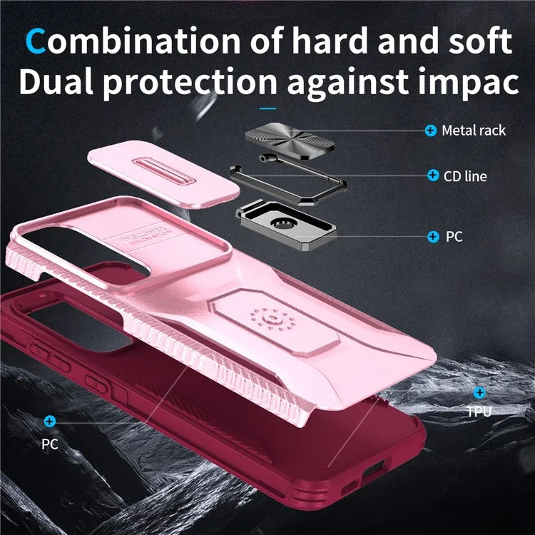 For Samsung Galaxy A55 5G Case TPU+PC Camera Lens Protection Kickstand Phone Cover