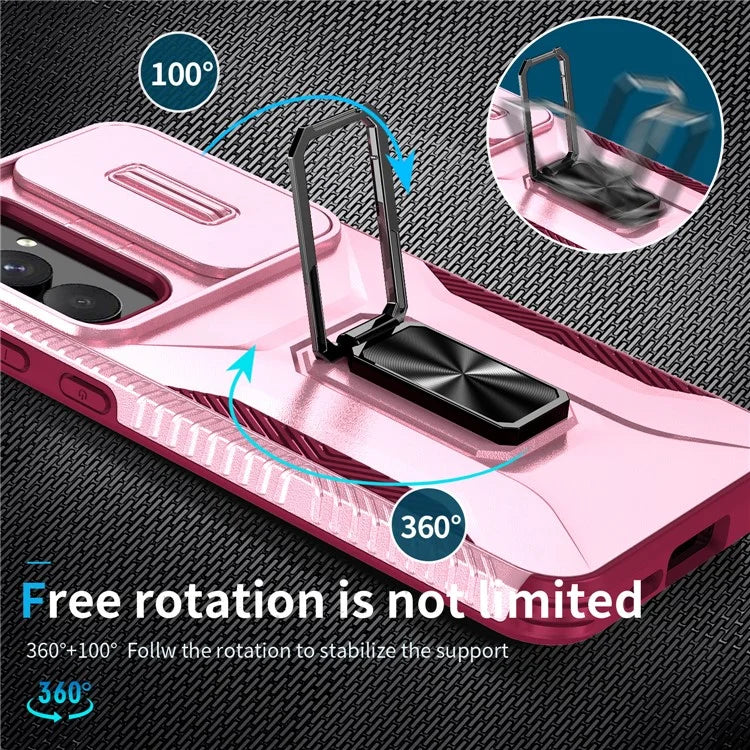 For Samsung Galaxy A55 5G Case TPU+PC Camera Lens Protection Kickstand Phone Cover