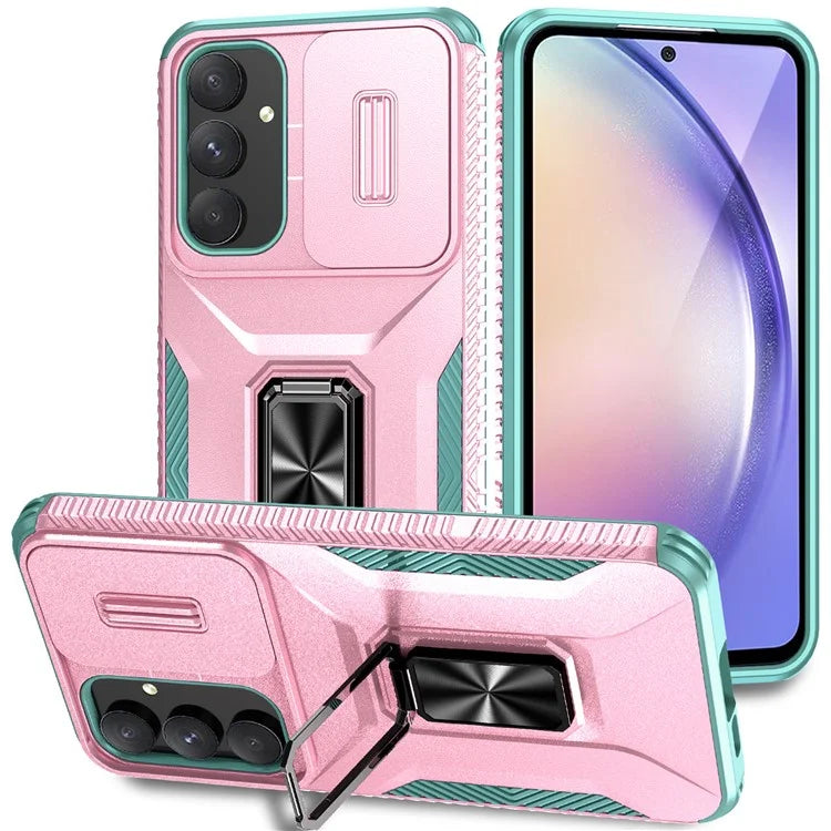 For Samsung Galaxy A55 5G Case TPU+PC Camera Lens Protection Kickstand Phone Cover