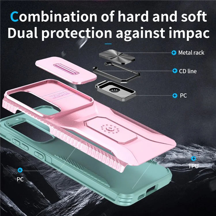For Samsung Galaxy A55 5G Case TPU+PC Camera Lens Protection Kickstand Phone Cover
