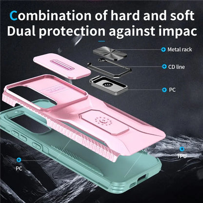 For Samsung Galaxy A55 5G Case TPU+PC Camera Lens Protection Kickstand Phone Cover