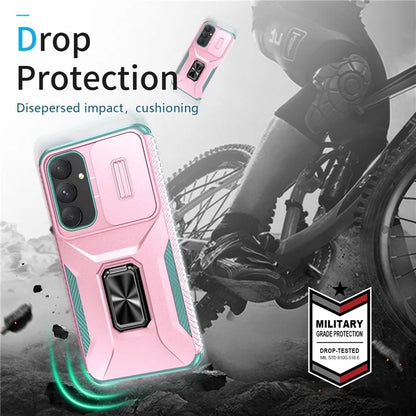 For Samsung Galaxy A55 5G Case TPU+PC Camera Lens Protection Kickstand Phone Cover