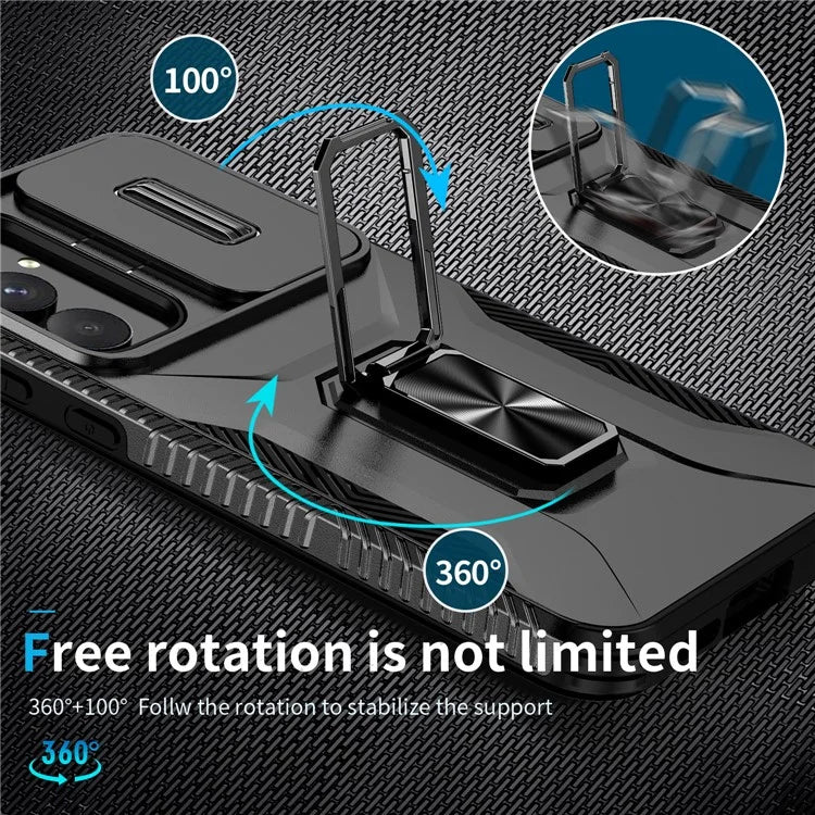 For Samsung Galaxy A55 5G Case TPU+PC Camera Lens Protection Kickstand Phone Cover