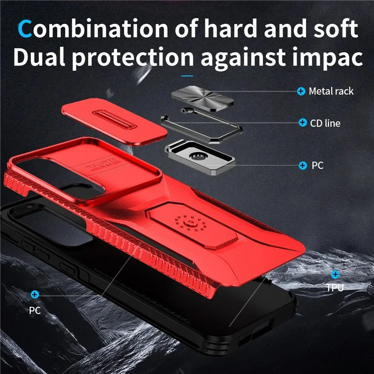 For Samsung Galaxy A55 5G Case TPU+PC Camera Lens Protection Kickstand Phone Cover