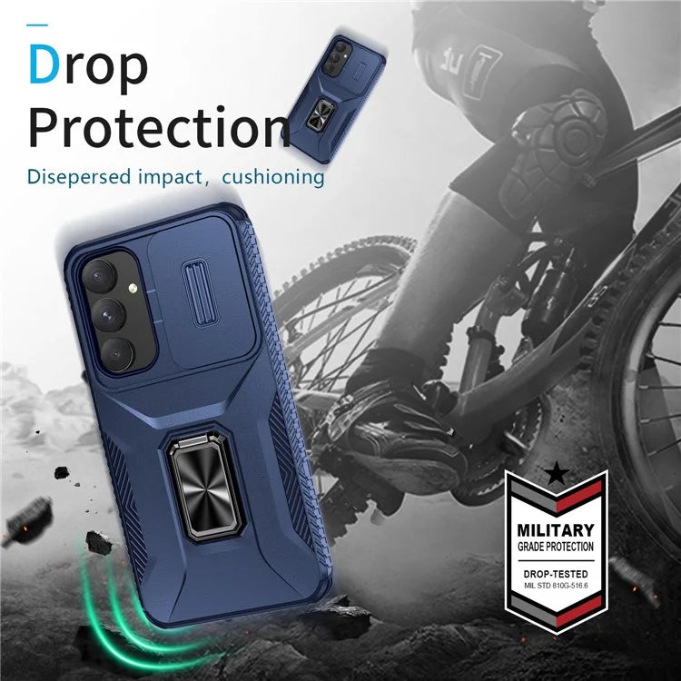 For Samsung Galaxy A55 5G Case TPU+PC Camera Lens Protection Kickstand Phone Cover