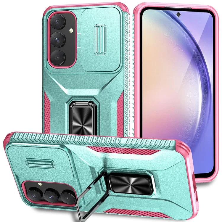 For Samsung Galaxy A55 5G Case TPU+PC Camera Lens Protection Kickstand Phone Cover