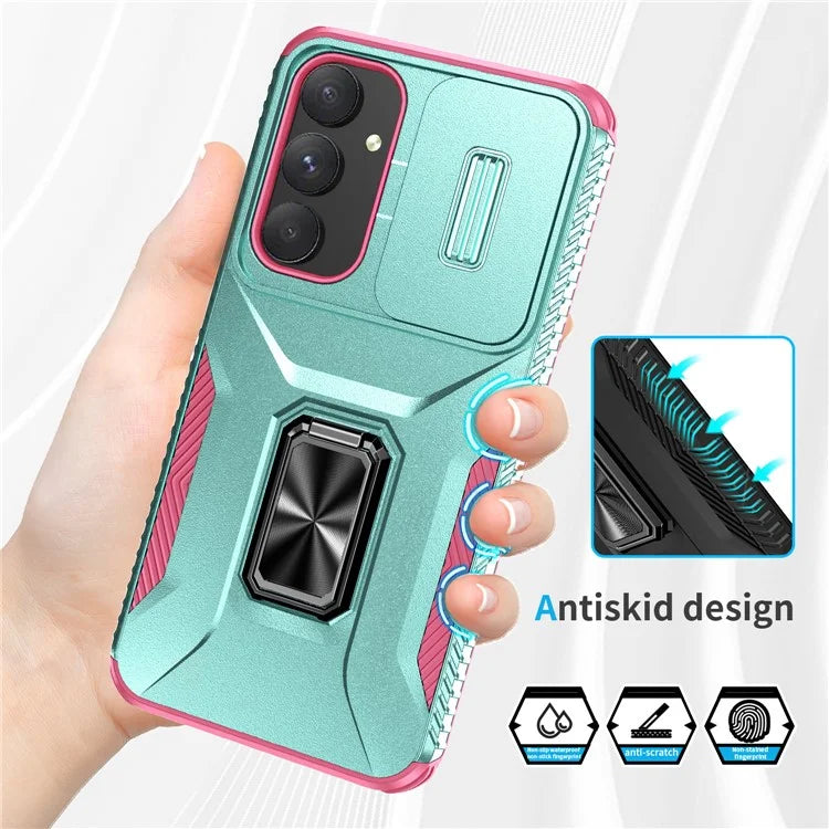 For Samsung Galaxy A55 5G Case TPU+PC Camera Lens Protection Kickstand Phone Cover