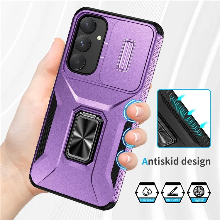 For Samsung Galaxy A55 5G Case TPU+PC Camera Lens Protection Kickstand Phone Cover