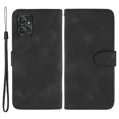 For Motorola Moto G 5G (2023) Phone Case Skin-Touch Lines Imprint Leather Flip Cover with Strap