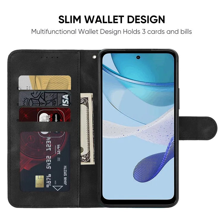 For Motorola Moto G 5G (2023) Phone Case Skin-Touch Lines Imprint Leather Flip Cover with Strap