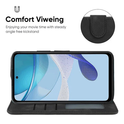 For Motorola Moto G 5G (2023) Phone Case Skin-Touch Lines Imprint Leather Flip Cover with Strap