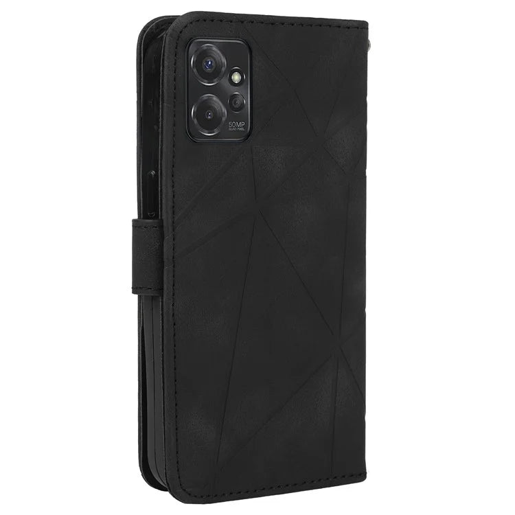 For Motorola Moto G 5G (2023) Phone Case Skin-Touch Lines Imprint Leather Flip Cover with Strap