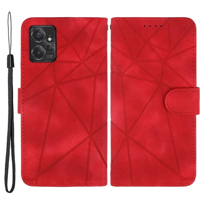 For Motorola Moto G 5G (2023) Phone Case Skin-Touch Lines Imprint Leather Flip Cover with Strap