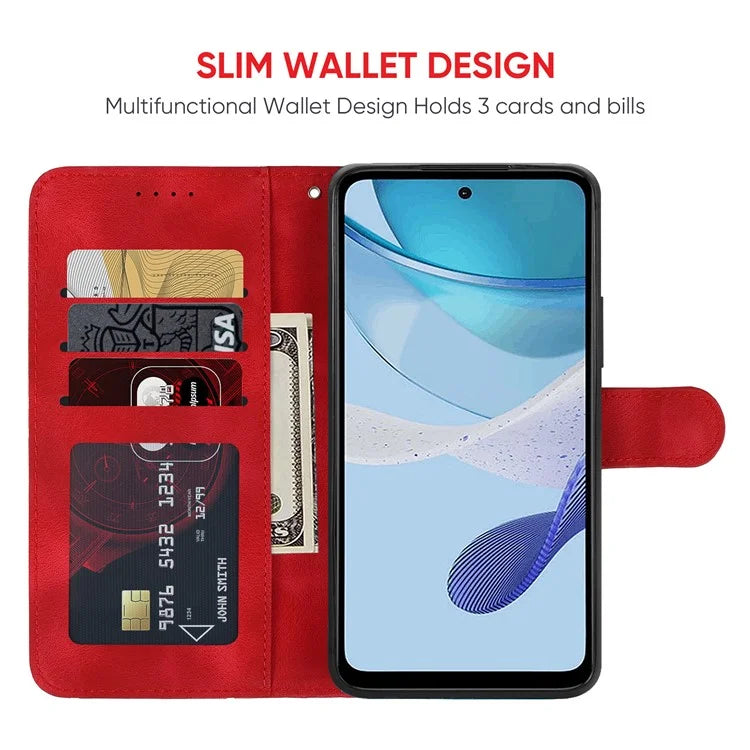 For Motorola Moto G 5G (2023) Phone Case Skin-Touch Lines Imprint Leather Flip Cover with Strap