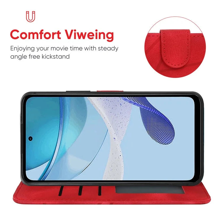 For Motorola Moto G 5G (2023) Phone Case Skin-Touch Lines Imprint Leather Flip Cover with Strap