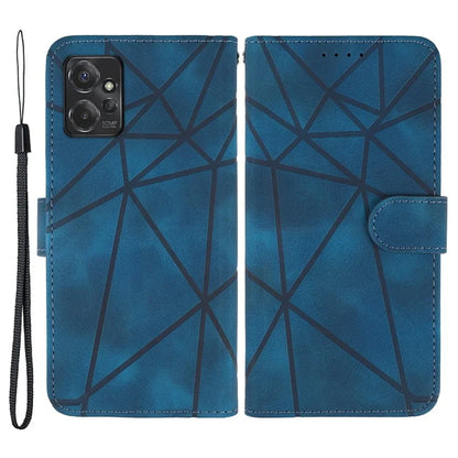 For Motorola Moto G 5G (2023) Phone Case Skin-Touch Lines Imprint Leather Flip Cover with Strap