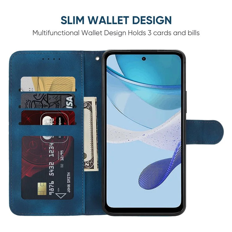 For Motorola Moto G 5G (2023) Phone Case Skin-Touch Lines Imprint Leather Flip Cover with Strap