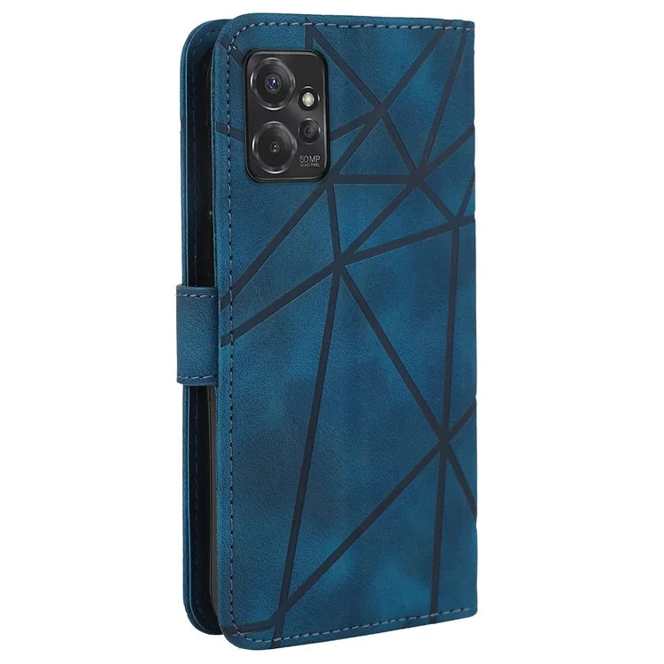 For Motorola Moto G 5G (2023) Phone Case Skin-Touch Lines Imprint Leather Flip Cover with Strap