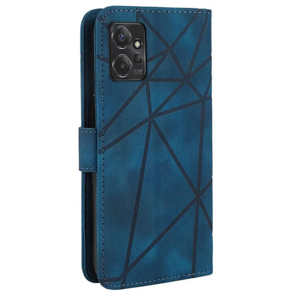 For Motorola Moto G 5G (2023) Phone Case Skin-Touch Lines Imprint Leather Flip Cover with Strap