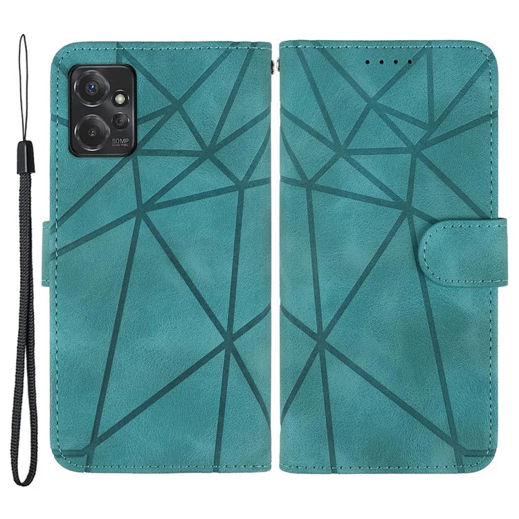 For Motorola Moto G 5G (2023) Phone Case Skin-Touch Lines Imprint Leather Flip Cover with Strap