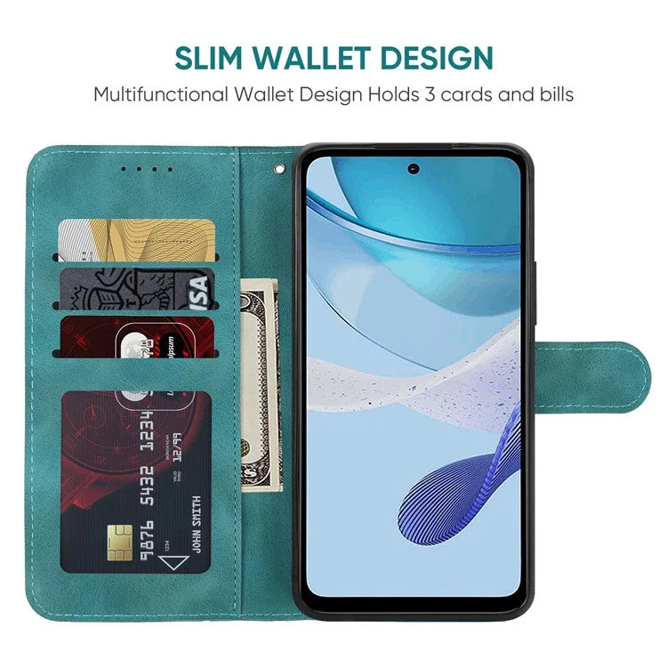 For Motorola Moto G 5G (2023) Phone Case Skin-Touch Lines Imprint Leather Flip Cover with Strap