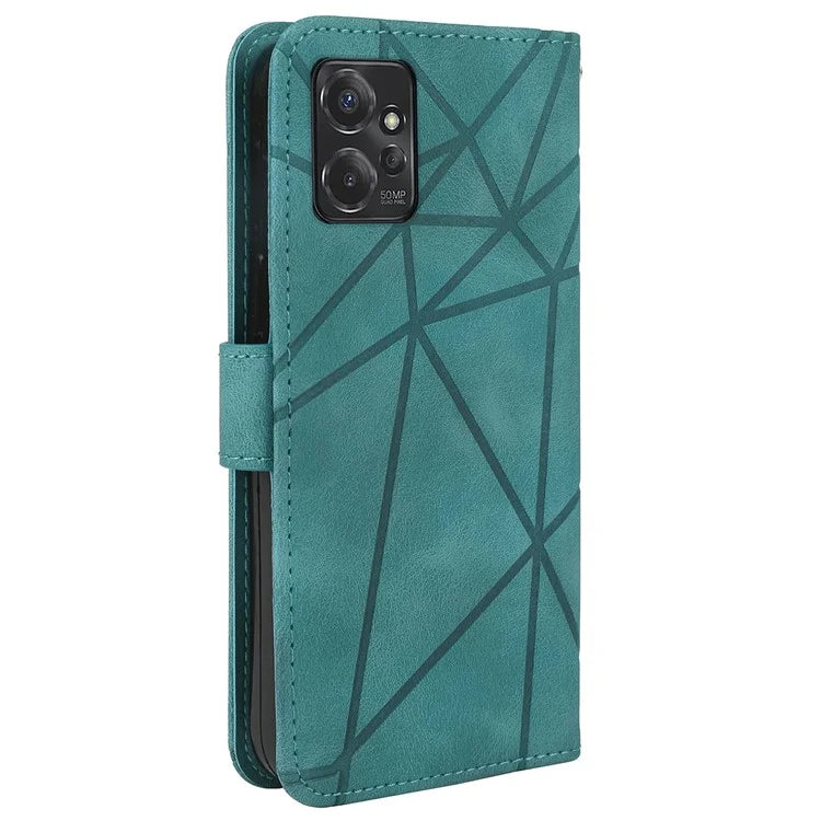 For Motorola Moto G 5G (2023) Phone Case Skin-Touch Lines Imprint Leather Flip Cover with Strap