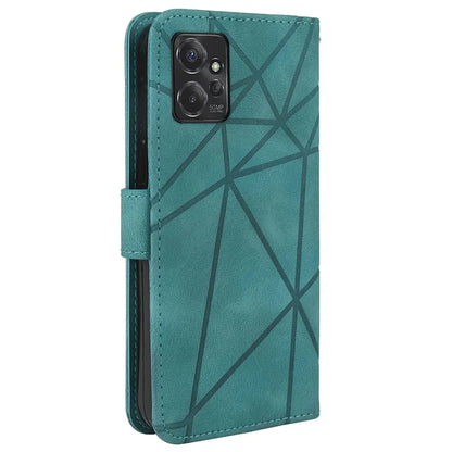 For Motorola Moto G 5G (2023) Phone Case Skin-Touch Lines Imprint Leather Flip Cover with Strap
