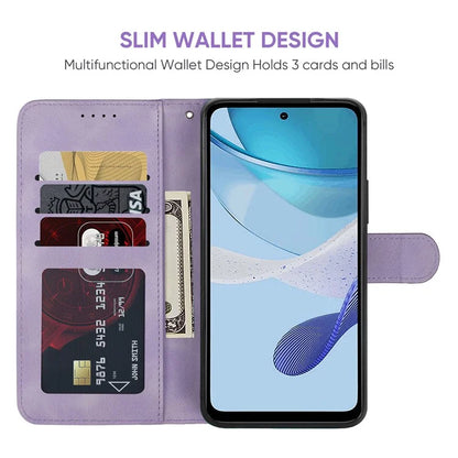 For Motorola Moto G 5G (2023) Phone Case Skin-Touch Lines Imprint Leather Flip Cover with Strap