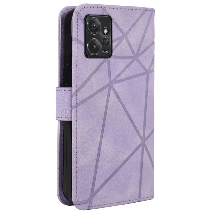 For Motorola Moto G 5G (2023) Phone Case Skin-Touch Lines Imprint Leather Flip Cover with Strap