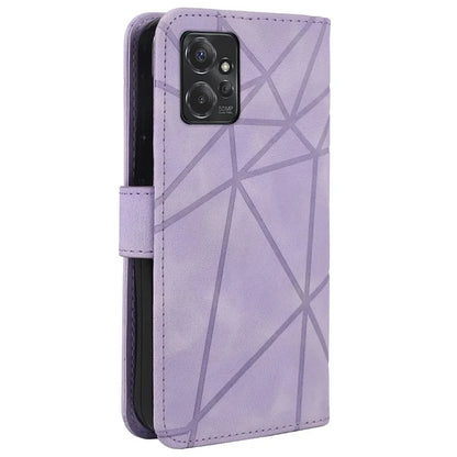 For Motorola Moto G 5G (2023) Phone Case Skin-Touch Lines Imprint Leather Flip Cover with Strap