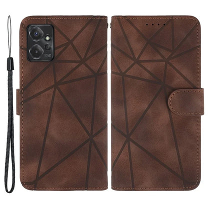 For Motorola Moto G 5G (2023) Phone Case Skin-Touch Lines Imprint Leather Flip Cover with Strap