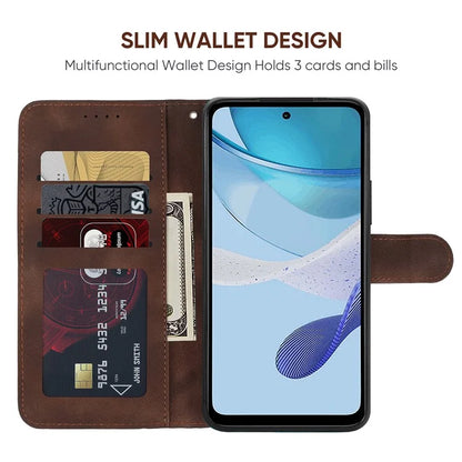 For Motorola Moto G 5G (2023) Phone Case Skin-Touch Lines Imprint Leather Flip Cover with Strap