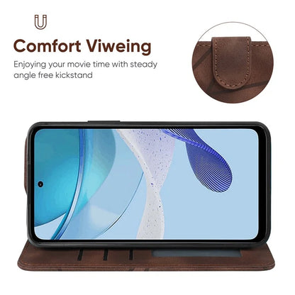 For Motorola Moto G 5G (2023) Phone Case Skin-Touch Lines Imprint Leather Flip Cover with Strap