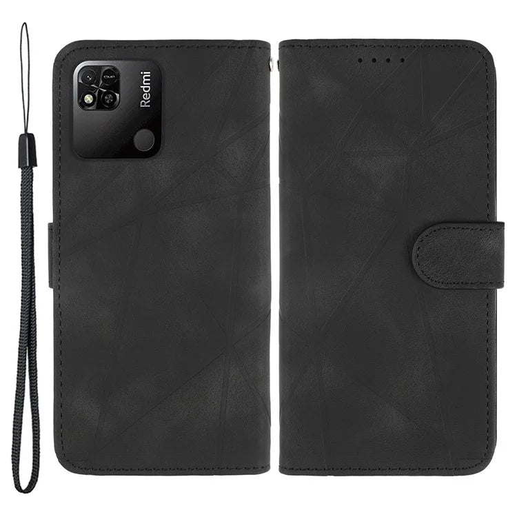 For Xiaomi Redmi 9C / 9C NFC / 10A Case Wallet Line Pattern Skin-Friendly Leather Cover