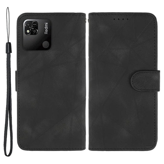 For Xiaomi Redmi 9C / 9C NFC / 10A Case Wallet Line Pattern Skin-Friendly Leather Cover