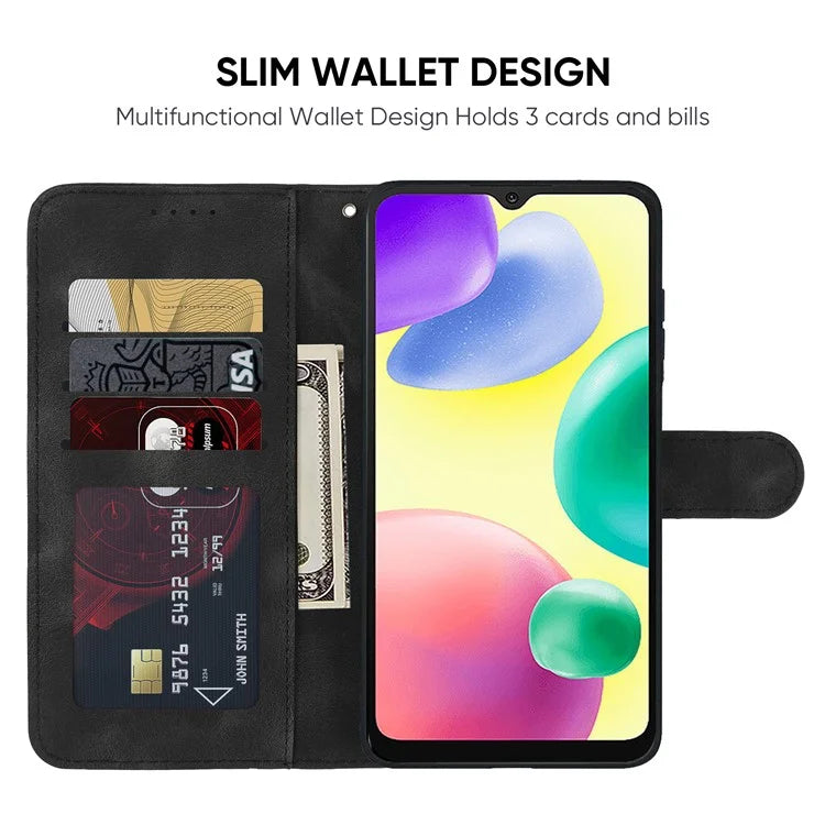 For Xiaomi Redmi 9C / 9C NFC / 10A Case Wallet Line Pattern Skin-Friendly Leather Cover