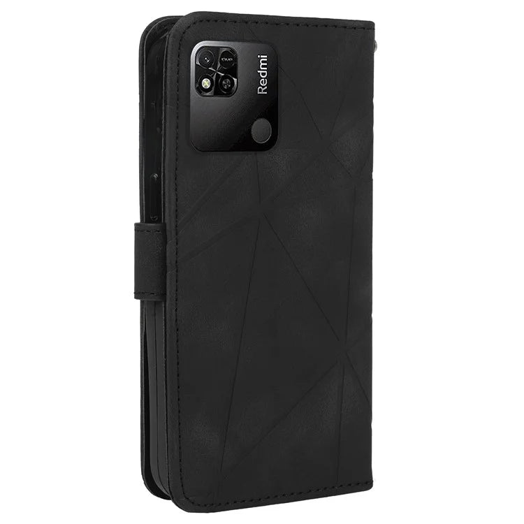 For Xiaomi Redmi 9C / 9C NFC / 10A Case Wallet Line Pattern Skin-Friendly Leather Cover