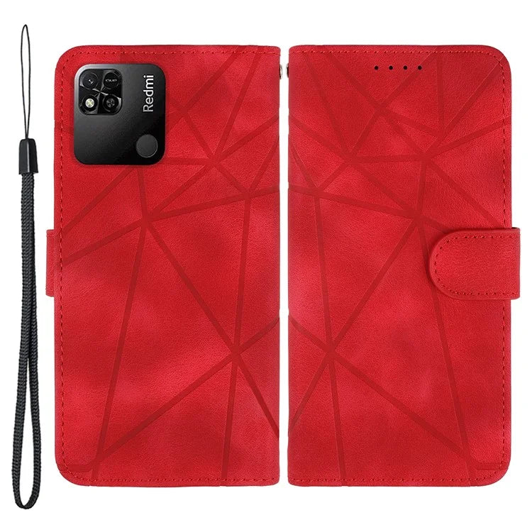 For Xiaomi Redmi 9C / 9C NFC / 10A Case Wallet Line Pattern Skin-Friendly Leather Cover