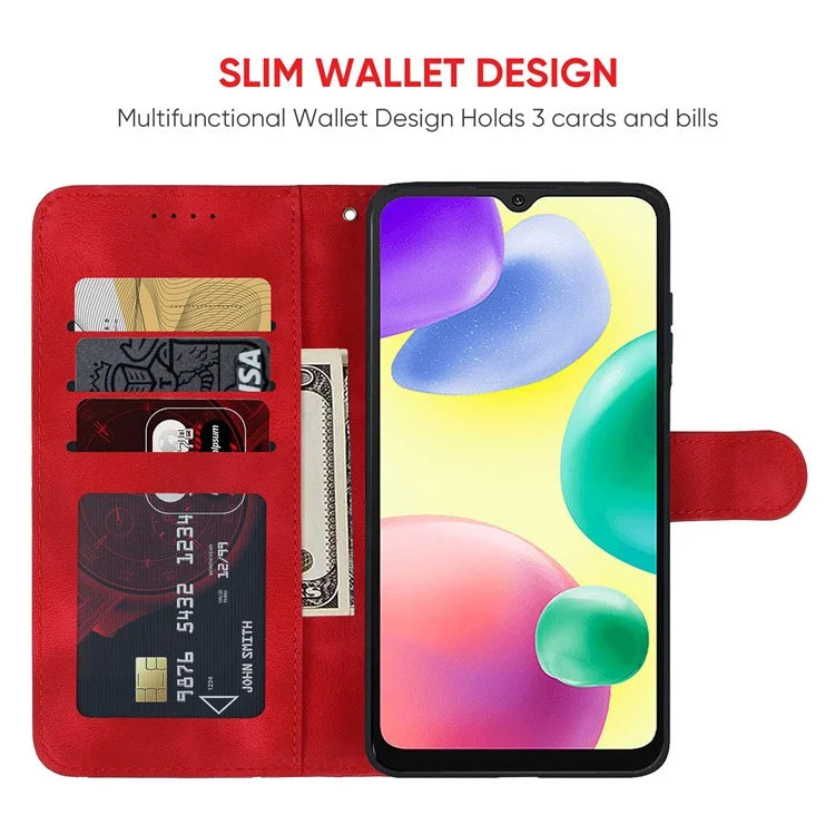 For Xiaomi Redmi 9C / 9C NFC / 10A Case Wallet Line Pattern Skin-Friendly Leather Cover