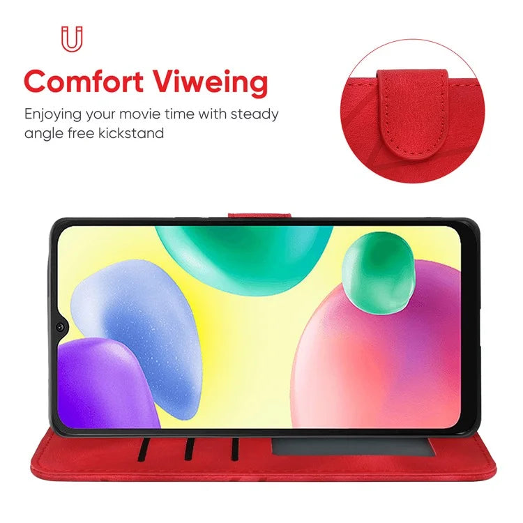 For Xiaomi Redmi 9C / 9C NFC / 10A Case Wallet Line Pattern Skin-Friendly Leather Cover